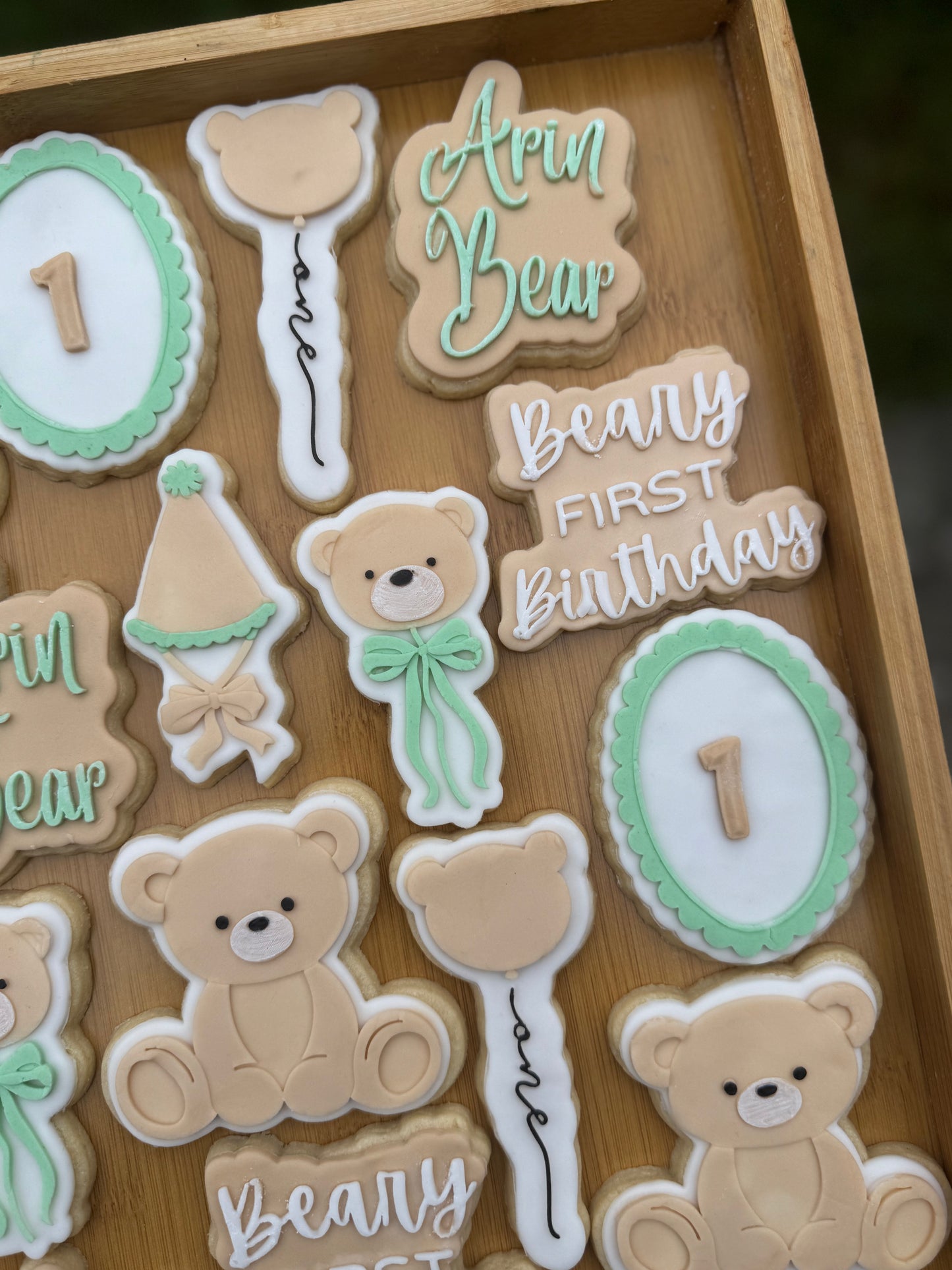 Beary First Birthday Cookie