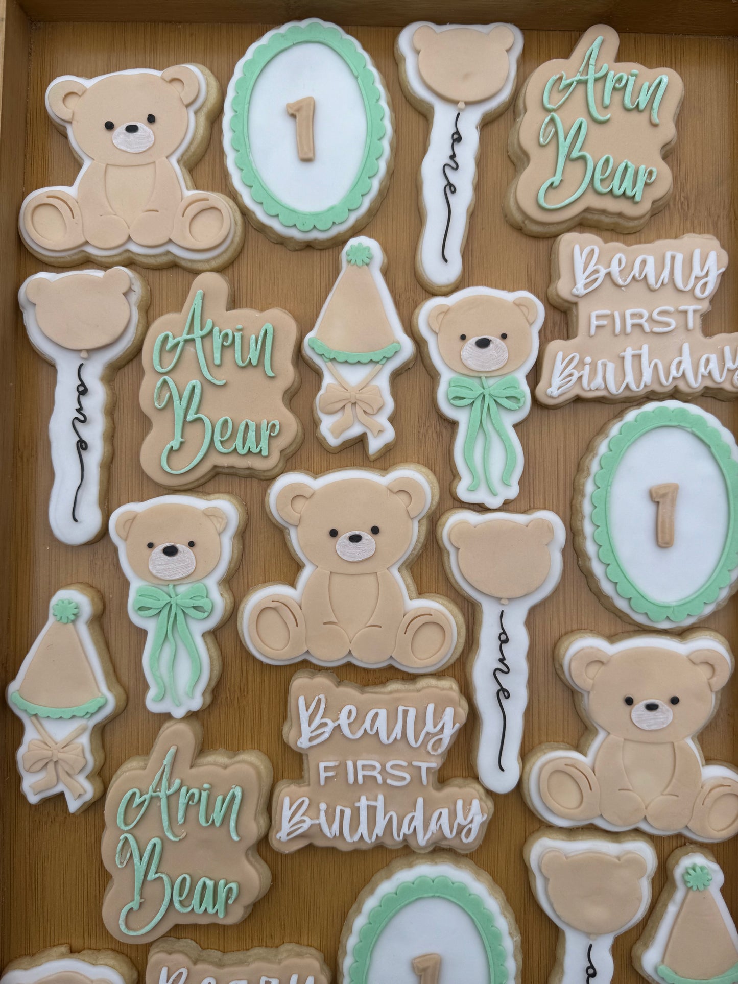 Beary First Birthday Cookie