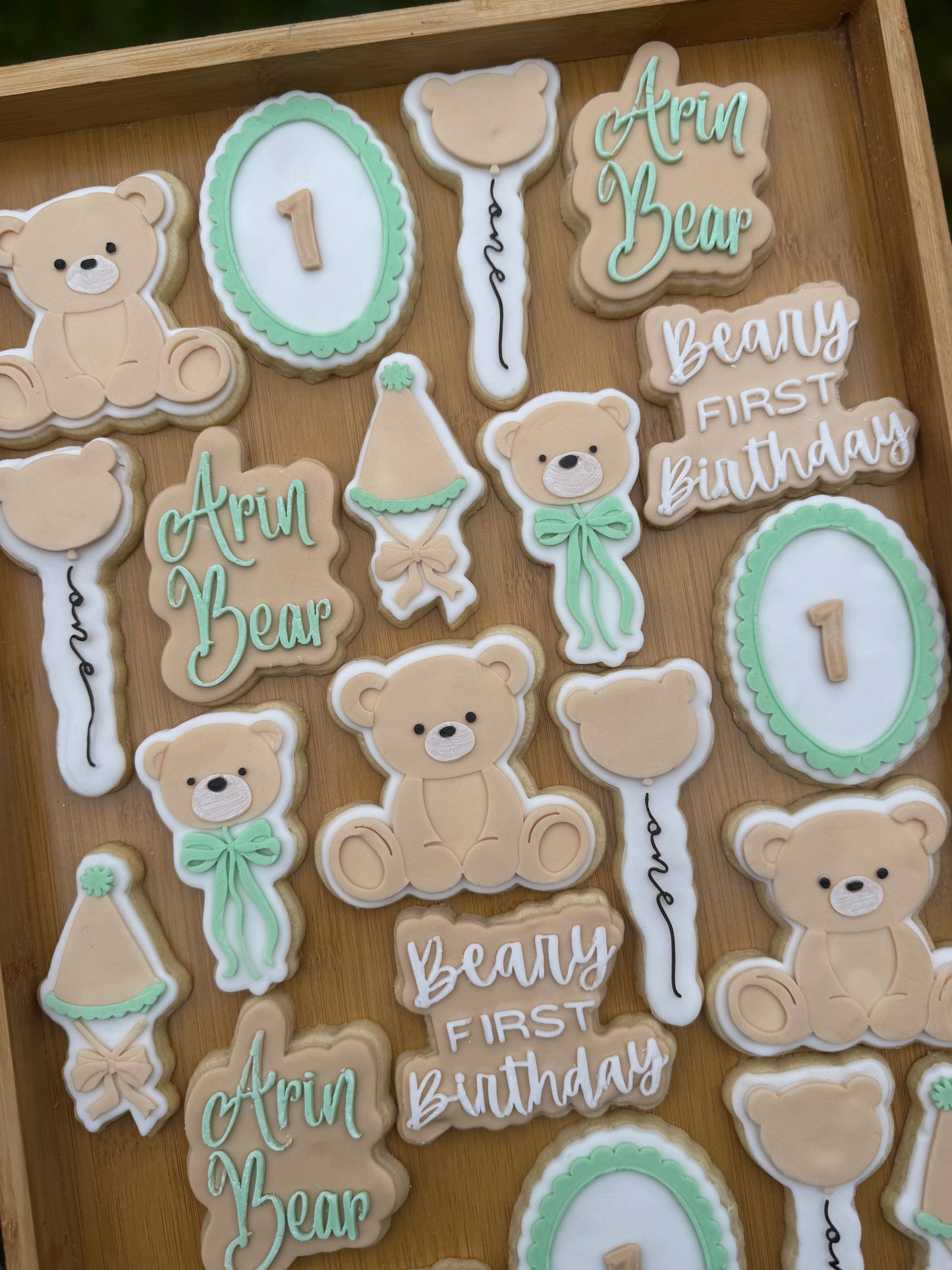 Beary First Birthday Cookie