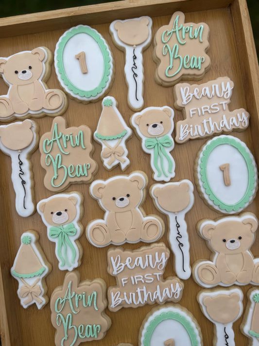Beary First Birthday Cookie