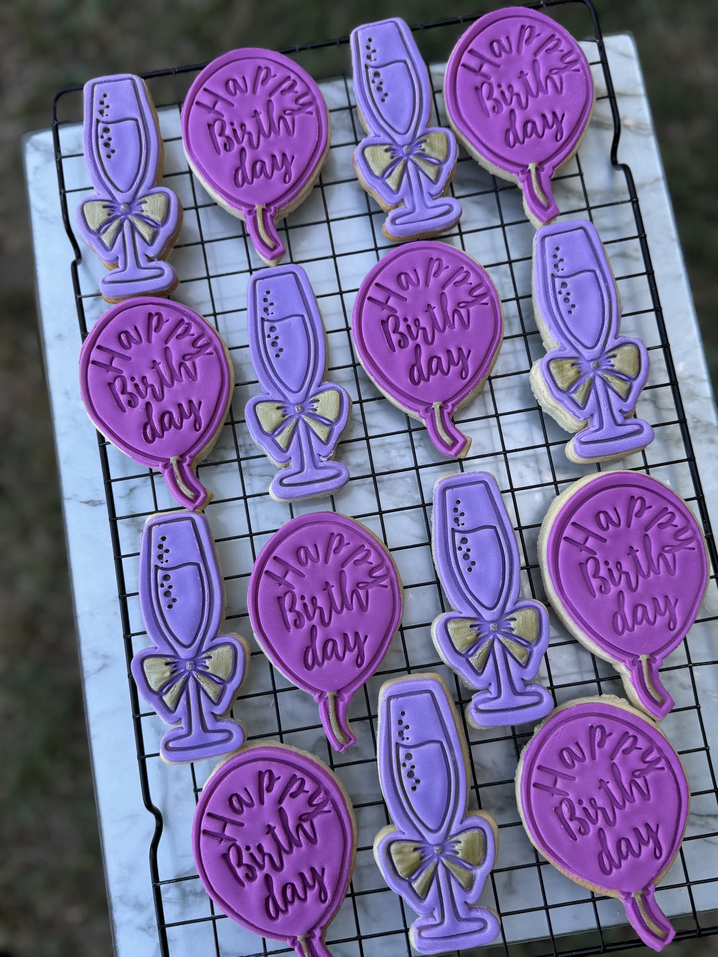 Birthday Balloon & Champagne Glass Cookie