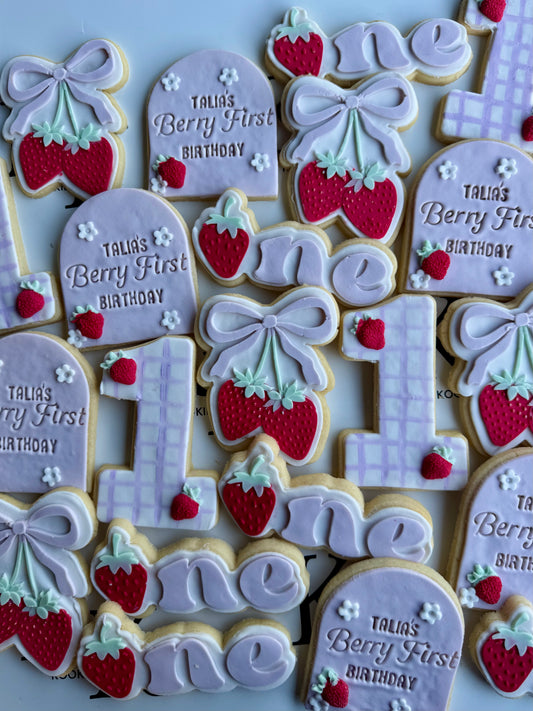 Berry First Birthday Cookie
